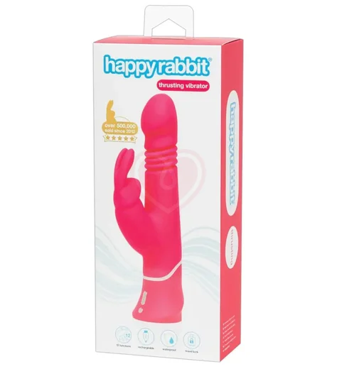 Вибратор с клиторальным стимулятором Happy Rabbit Thrusting Realistic розовый фото 5