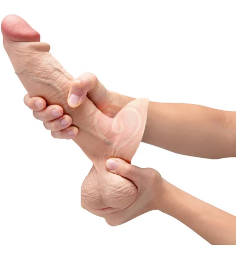 Реалистичный фаллоимитатор с мошонкой Slipskin Realstic Girthy 17 см телесный фото 2