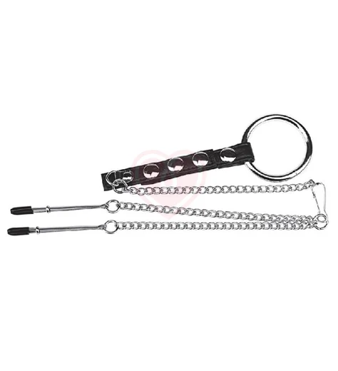 Кольцо на член с зажимами для сосков Cock Ring with Nipple Tweezers фото 3