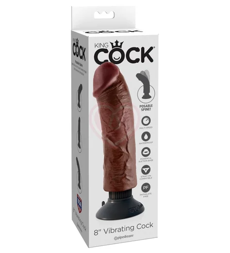 Гнущийся вибратор реалистик на присоске King Cock Vibrating 18 см коричневый фото 2