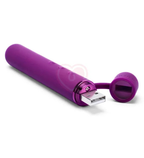 Силиконовый мини-вибратор с насадкой Le Wand Baton фиолетовый фото 4