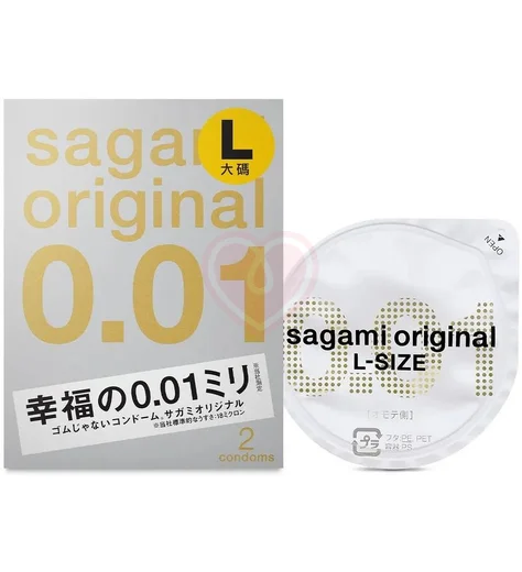 Ультратонкие полиуретановые презервативы Sagami Original 001 размера L 2 шт фото 2