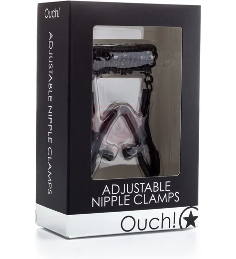 Зажимы для сосков с цепочкой Ouch! Adjustable Nipple Clamps чёрные фото 2