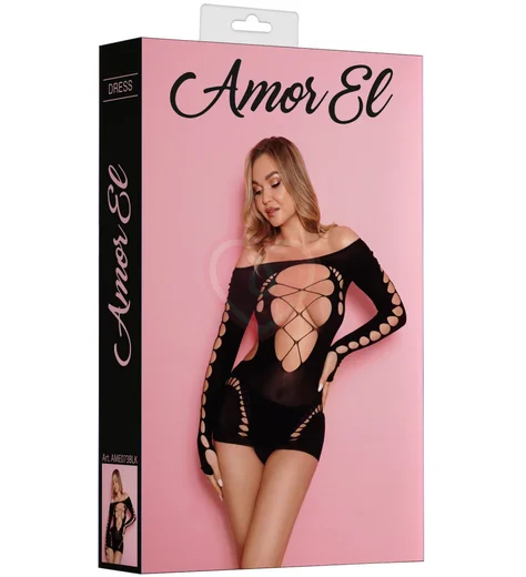 Мини-платье Amor El со шнуровкой на груди и попке чёрное фото 3