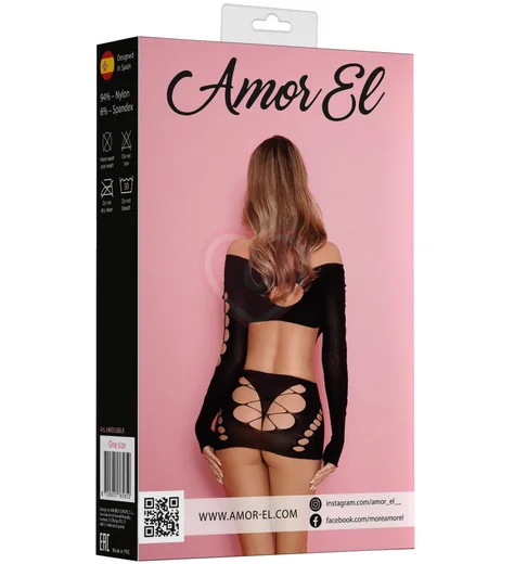 Мини-платье Amor El со шнуровкой на груди и попке чёрное фото 4