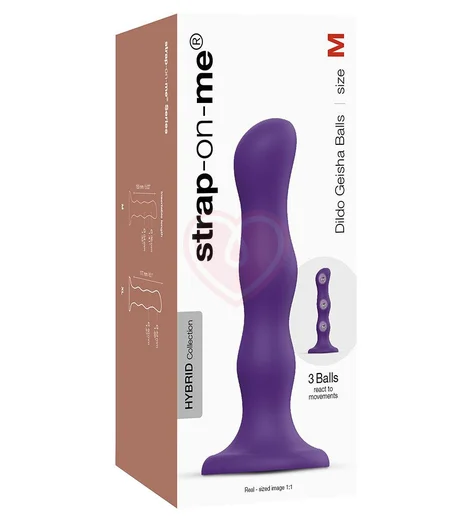 Фаллоимитатор с шариками Strap-On-Me Dildo Geisha Ball размер M 15,3 см фиолетовый фото 3