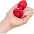 Анальная пробка с кристаллом сердцем и вибрацией b-Vibe Heart Shape Jewel Plug M/L красная фото 3