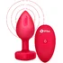 Анальная пробка с кристаллом сердцем и вибрацией b-Vibe Heart Shape Jewel Plug M/L красная фото 7