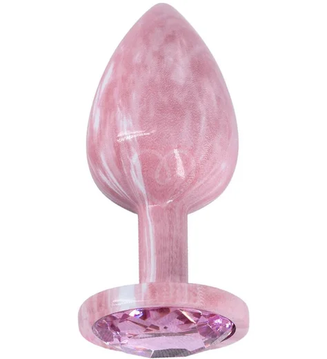 Эмалированная анальная пробка Kanikule Anal Plug S со светло-розовым кристаллом фото 1