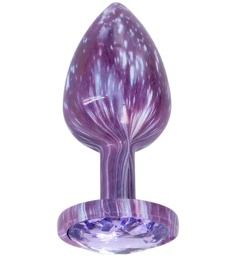 Эмалированная анальная пробка Kanikule Anal Plug S с фиолетовым кристаллом фото 1