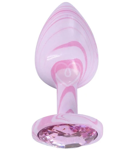 Эмалированная анальная пробка Kanikule Anal Plug S с нежно-розовым кристаллом фото 1