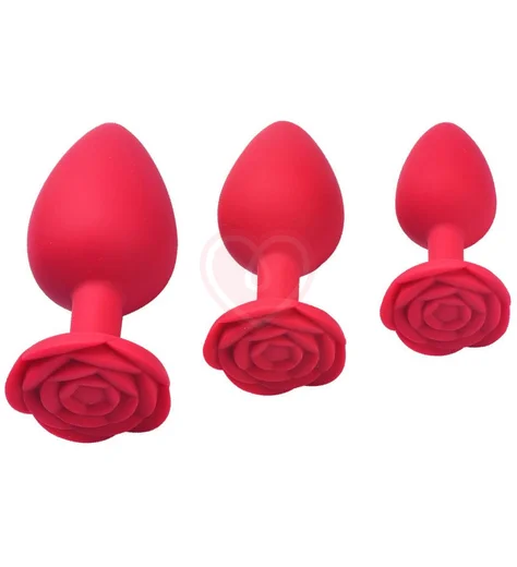 Анальная пробка с розочкой Kanikule Anal Plug S красная фото 4