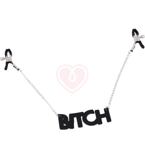 Зажимы на соски Crazy Hand Made Bitch чёрные фото 1