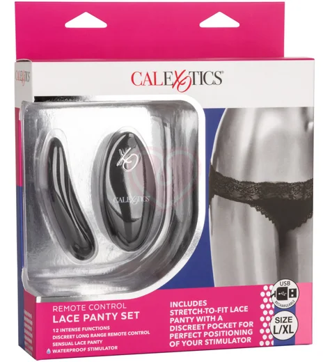 Вибратор для клитора с пультом Lace Panty Set L/XL чёрный фото 9