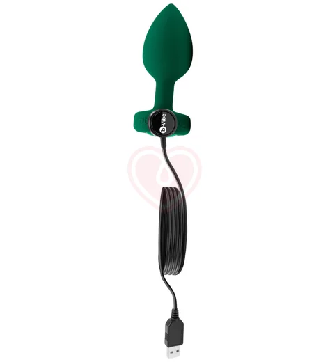 Вибропробка b-Vibe Vibrating Jewel Plug с кристаллом и пультом зелёная фото 5