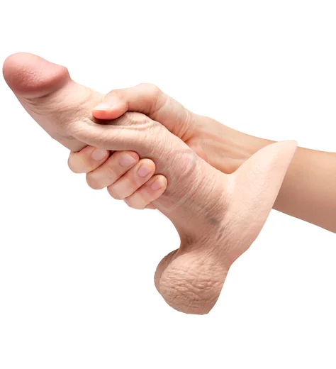 Реалистичный фаллоимитатор с мошонкой Slipskin Realstic Girthy 17 см телесный фото 8