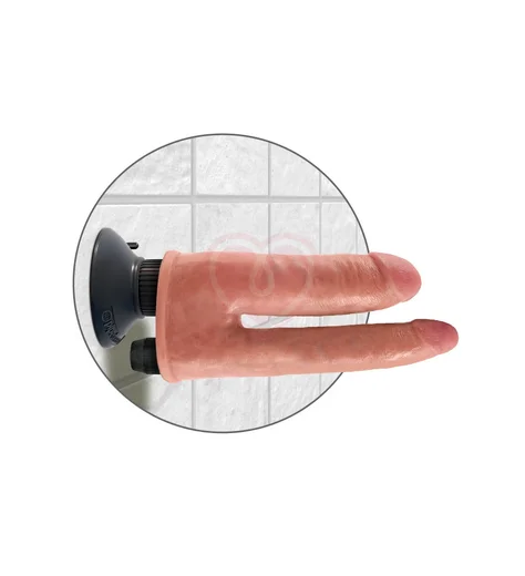 Вибратор реалистик на присоске двойной King Cock Double Penetrator телесный фото 3