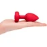 Анальная пробка с кристаллом сердцем и вибрацией b-Vibe Heart Shape Jewel Plug M/L красная фото 5