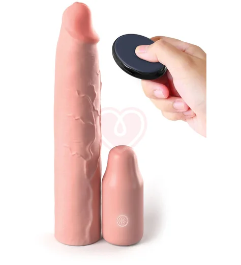 Вибронасадка для увеличения члена PipeDream Fantasy X-Tensions Sleeve Vibrating Plug телесная фото 1