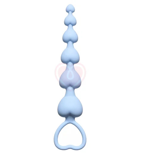 Анальная цепочка Lola Games First Time Heart's Beads голубая фото 1