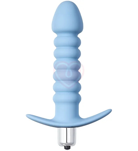 Анальная пробка с вибрацией Lola Games First Time Twisted Anal Plug голубая фото 1