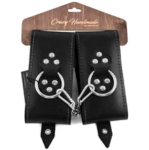Большие кожаные оковы на ноги Crazy Hand Made чёрные