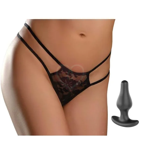 Анальная пробка с поясочком Hookup Panties Crotchless Pleasure Pearls фото 1