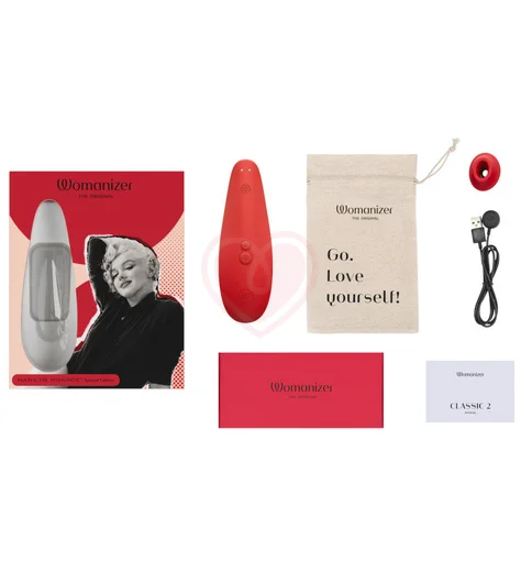 Бесконтактный клиторальный стимулятор Womanizer Classic 2 Marilyn Monroe красный фото 6