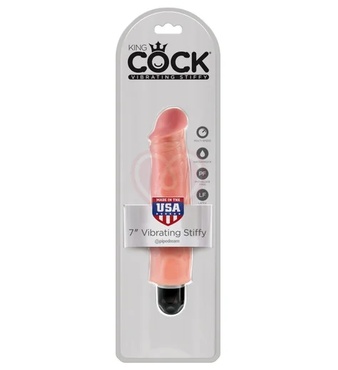Вибратор King Cock Vibrating Stiffy 18 см телесный фото 3