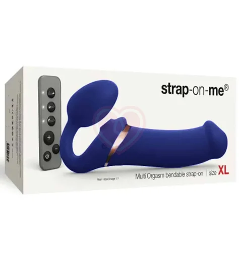Безремневой страпон с вакуумной стимуляцией и пультом Strap-On-Me Multi Orgasm XL синий фото 8