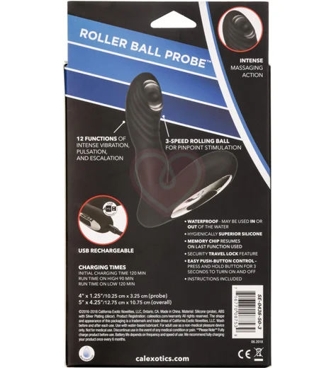 Стимулятор простаты с вращающимся кончиком Roller Ball Probe черный фото 8