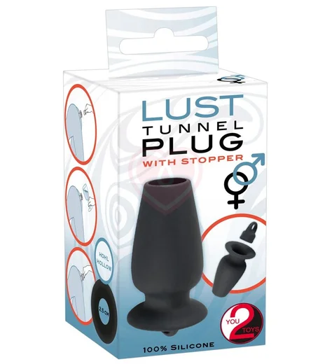 Анальная пробка с крышкой Lust Tunnel Plug With Stopper чёрная фото 7
