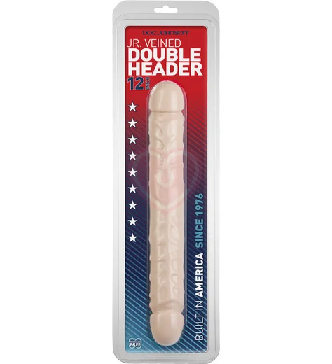 Двухсторонний фаллоимитатор Jr. Veined Double Header 30 см телесный фото 2