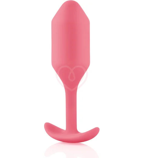 Утяжелённая анальная пробка для ношения b-Vibe Snug Plug 2 малая коралловая фото 3