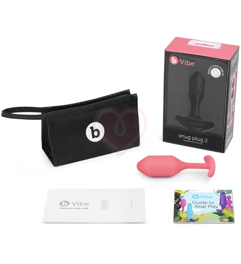 Утяжелённая анальная пробка для ношения b-Vibe Snug Plug 2 малая коралловая фото 5