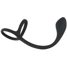 Эрекционное кольцо с анальной пробкой Orion Black Velvets Cock Ball Ring Plug