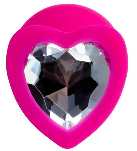 Анальная розовая пробка ToDo by Toyfa Diamond Heart M с кристаллом сердечком фото 7