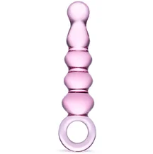 Стеклянный рельефный анальный стимулятор Glas Quintessence Anal Slider розовый