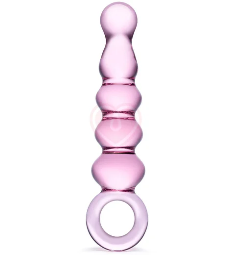 Стеклянный рельефный анальный стимулятор Glas Quintessence Anal Slider розовый фото 1