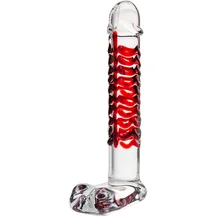Стеклянный фаллоимитатор с мошонкой Sexus Glass Red Devil