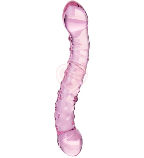 Двусторонний стеклянный фаллоимитатор с пупырышками Sexus Glass Double Pleasure фото 1