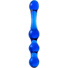 Двусторонний стеклянный фаллоимитатор с 4 шариками Sexus Glass Blue Ocean