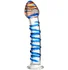 Стеклянный фаллоимитатор с цветной головкой и синей спиралью Sexus Glass Lovers Beads фото 1