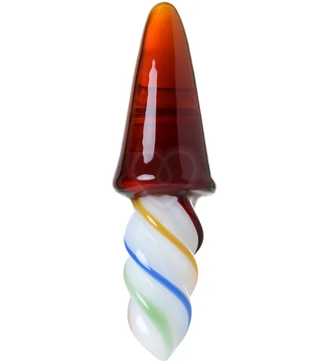 Двусторонняя анальная пробка в виде леденца Sexus Glass коричневая фото 1