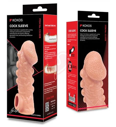 Насадка с бугорками и отверстием для мошонки Kokos Cock Sleeve CS008-M фото 2