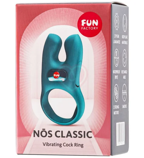 Виброкольцо Fun Factory Nos с двумя кончиками для стимуляции зелёное фото 5