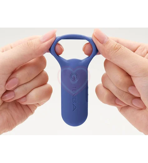 Эрекционное кольцо с усиленной вибрацией Tenga PaiRing+ индиго фото 4
