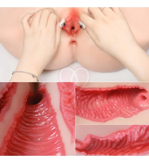 Мастурбатор-полуторс с вагиной и анусом Onahole Real Vagina с двойным слоем и вибрацией фото 4