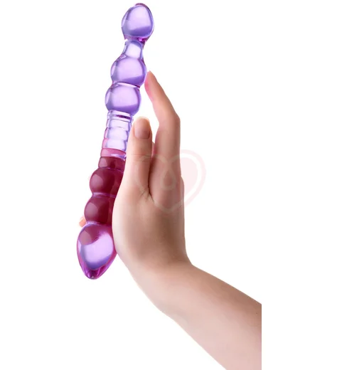Двусторонний стеклянный фаллоимитатор из шариков Sexus Glass Double Balls фото 3