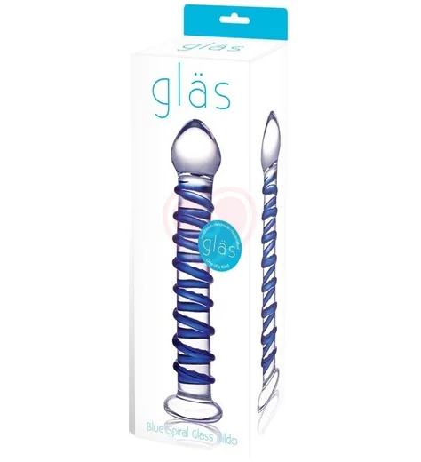 Стеклянный фаллоимитатор с голубой спиралью Glas Blue Spiral фото 2
